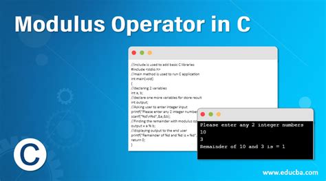 modulus operator in c|Modulus Operator in C .